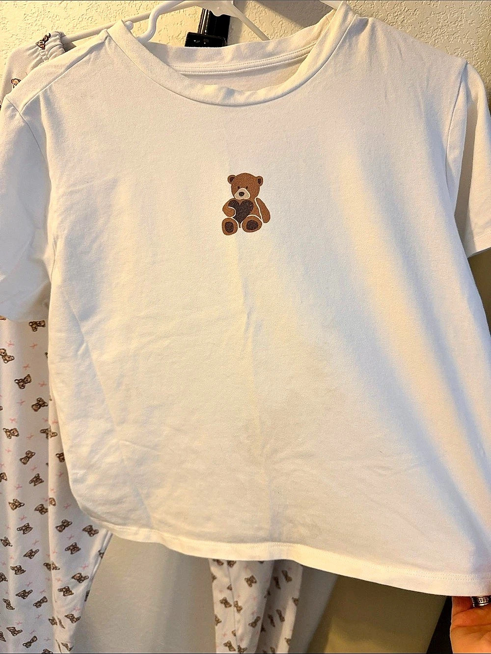 Teddy Bear Short Sleeve Top Size xxl has spots of oil pants size m in excellent